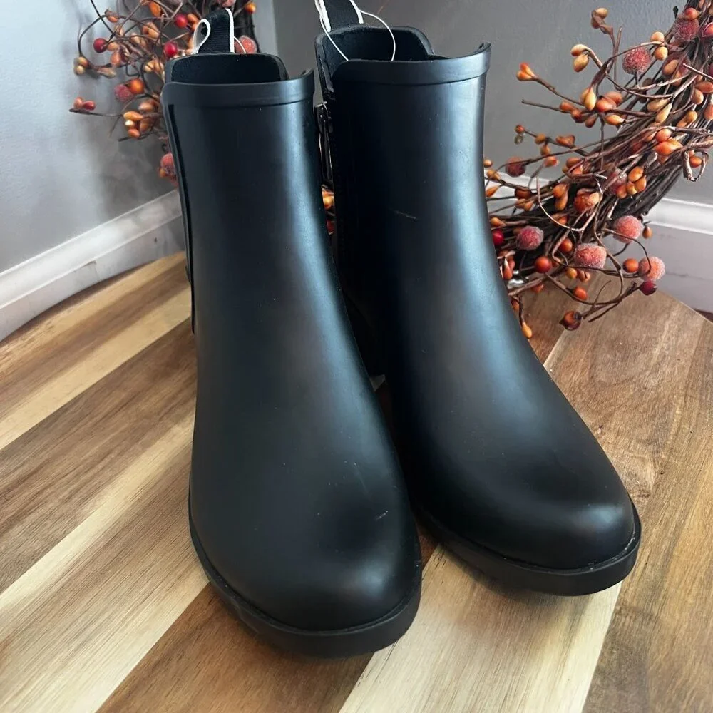 Lucky Brand ''BUNITA'' Women's Rain Boot Black Rubber Size 7.0 M Black